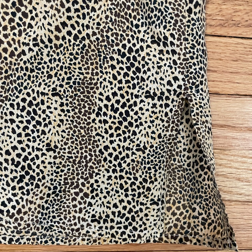 Silk Leopard Print Casual Button-Down - image 7